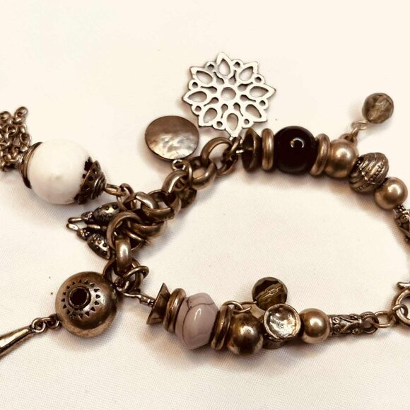Vintage Charm Bracelet Metal & Ceramic 19–21 cm Boho Ethnic Style - Picture 5 of 7